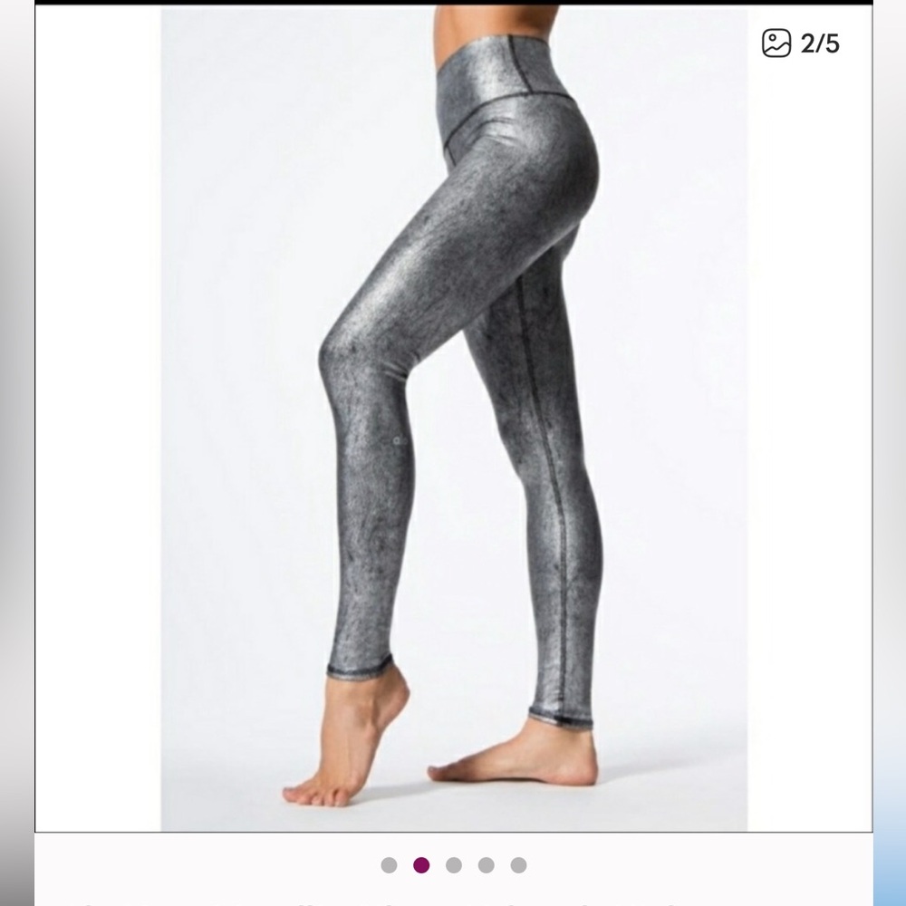 ALO Yoga Metallic Silver High-Rise Leggings Size M NWOT - Picture 4 of 13